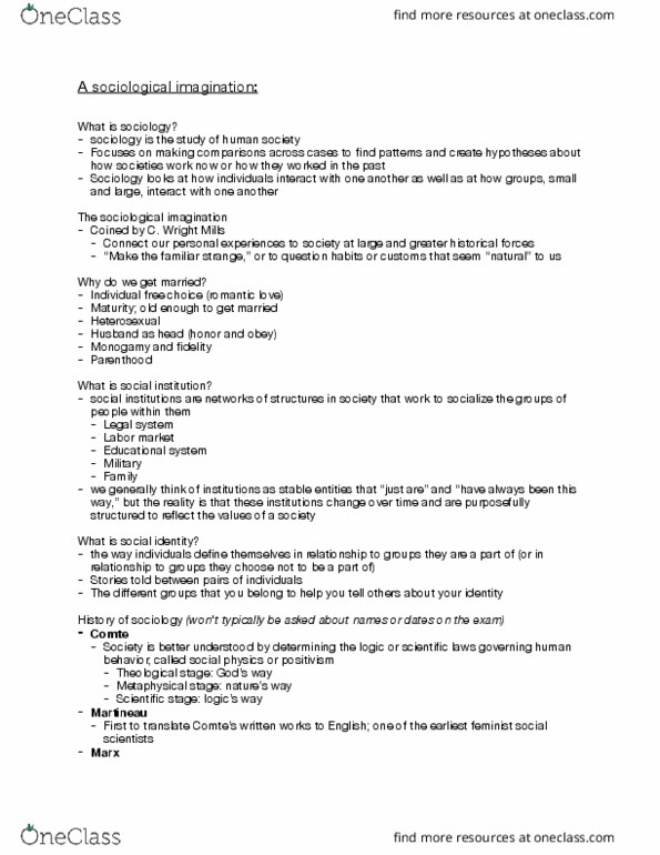 SOC 1001 Lecture Notes - Lecture 2: Intersectionality, Double Consciousness, Macrosociology thumbnail