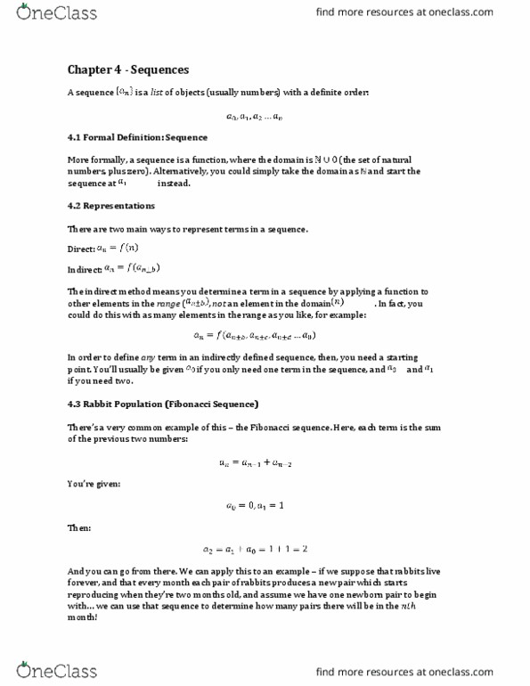 MATH1051 Chapter 4: Chapter 4 - Sequences thumbnail