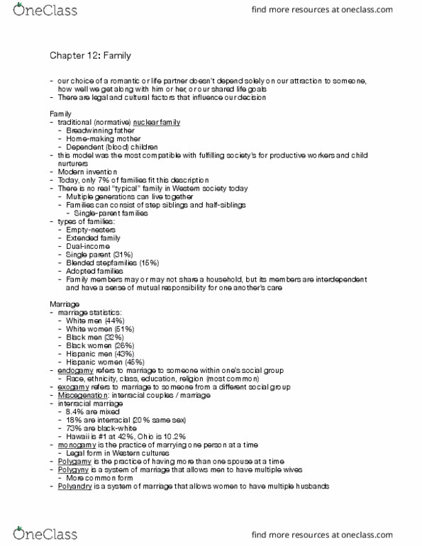 SOC 1001 Lecture Notes - Lecture 12: Matriarchy, Birth Order, Institutional Racism thumbnail