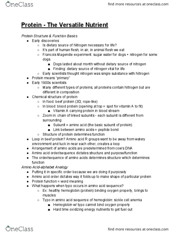 NUT 10 Lecture Notes - Lecture 3: Edema, Enzyme, Digestion thumbnail