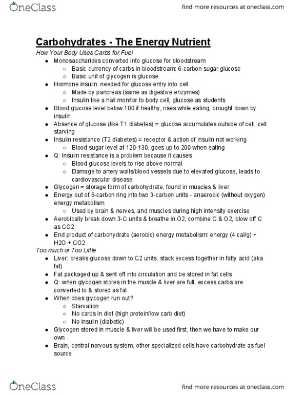 NUT 10 Lecture Notes - Lecture 12: Coeliac Disease, Blood Sugar, Insulin Resistance thumbnail