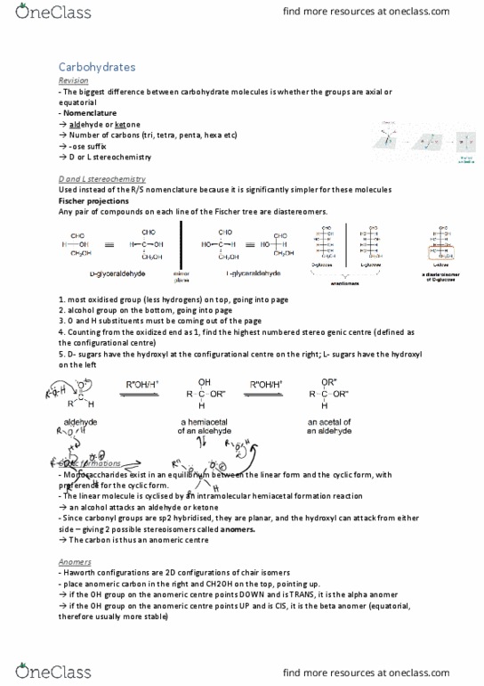 CHEM10006 Lecture Notes - Lecture 28: Nucleobase, Anomer, Reducing Sugar thumbnail