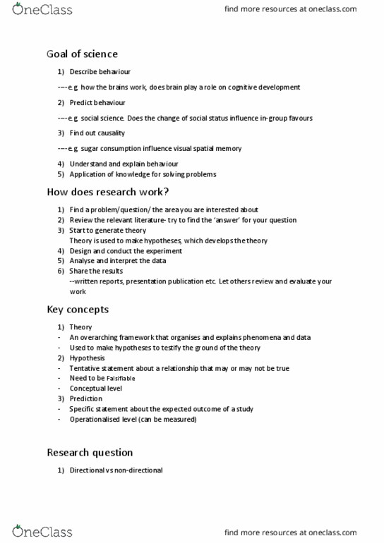 PSYC2012 Lecture Notes - Lecture 6: Naturalistic Observation, Internal Validity, Spatial Memory thumbnail