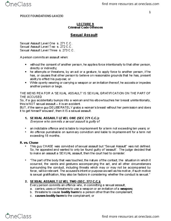 LAW230 Lecture Notes - Lecture 9: Indictable Offence, Summary Offence, 18 Months thumbnail