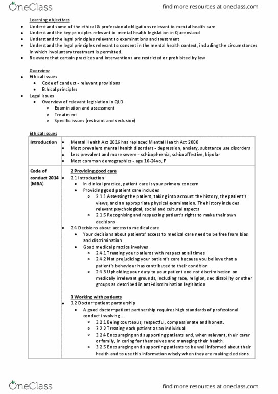 MEDI7232 Lecture Notes - Lecture 15: Psychosurgery, Mental Health Court, Deep Sleep Therapy thumbnail