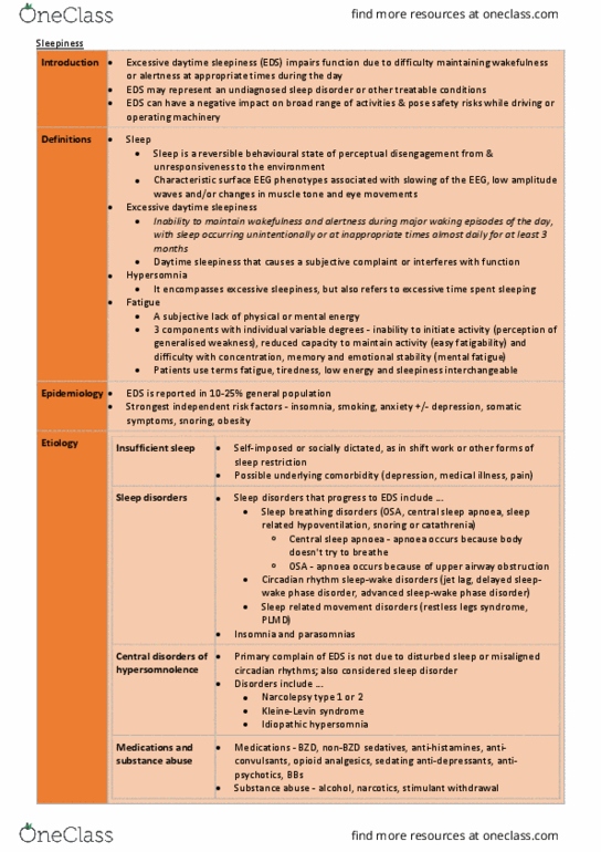 MEDI7212 Lecture Notes - Lecture 50: Hepatic Encephalopathy, Retrognathism, Psychophysiology thumbnail