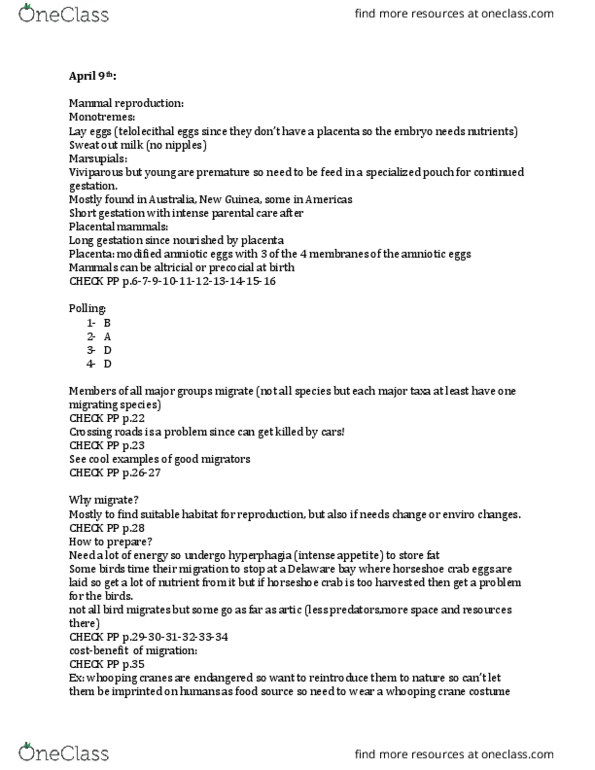 ARTH 207 Lecture Notes - Lecture 7: Fixed Action Pattern, Osmoregulation, Habitat Destruction thumbnail