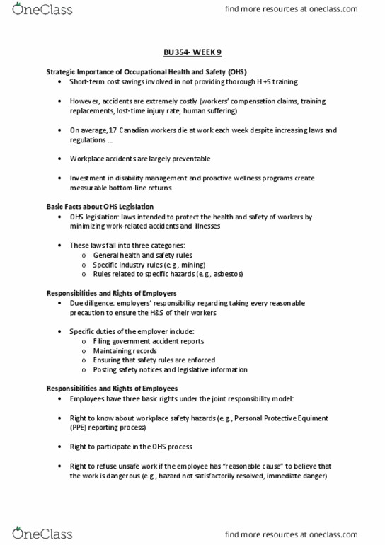 BU354 Lecture Notes - Lecture 17: Workplace Hazardous Materials Information System, Safety Data Sheet, Reinforcement thumbnail