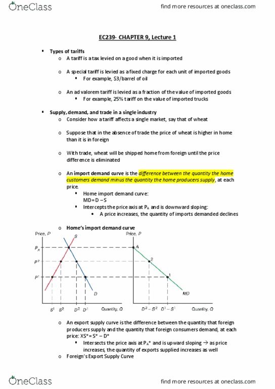EC239 Chapter Notes - Chapter 9: Economic Surplus, Ad Valorem Tax, Demand Curve thumbnail