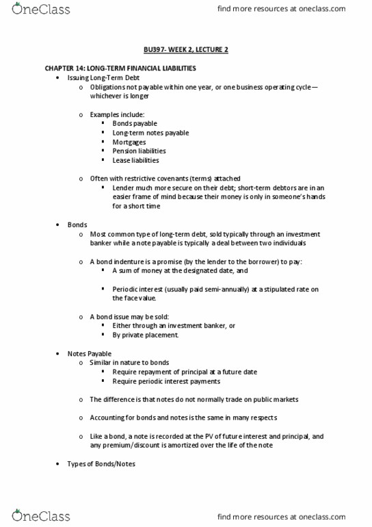 BU397 Lecture Notes - Lecture 3: Promissory Note, Private Placement, Market Rate thumbnail