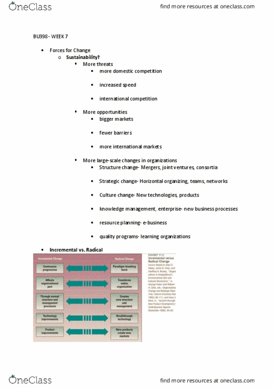 BU398 Lecture Notes - Lecture 13: Organization Development, Knowledge Management, Culture Change thumbnail