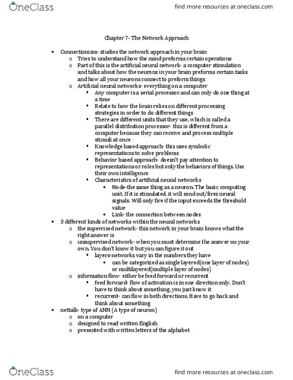 CGSC170 Lecture Notes - Lecture 11: Semantic Network, Artificial Neural Network, Connectionism thumbnail