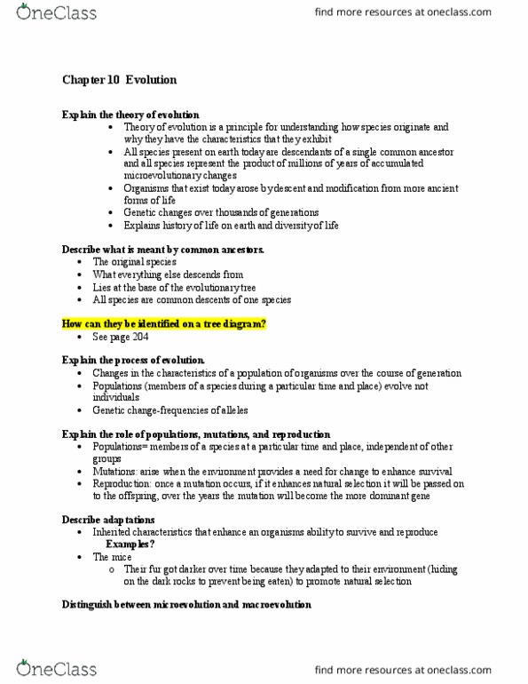 BISC104 Lecture Notes - Lecture 14: Macroevolution, Microevolution thumbnail