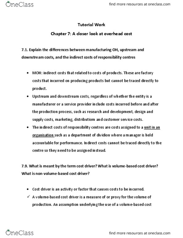 ACF2200 Chapter Notes - Chapter 7: Cost Driver, Human Resource Management, Indirect Costs thumbnail