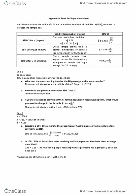 STAT150 Lecture Notes - Lecture 7: Null Hypothesis, Statistical Parameter, Test Statistic thumbnail