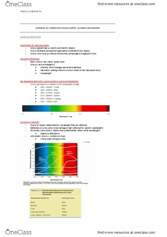 PSY1011 Lecture Notes - Lecture 10: Retina, Visual Acuity, Color Blindness thumbnail