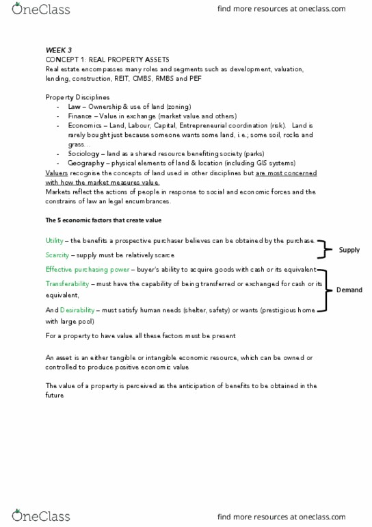 MMP111 Lecture Notes - Lecture 3: Asset Management, Fee Simple, Facility Management thumbnail