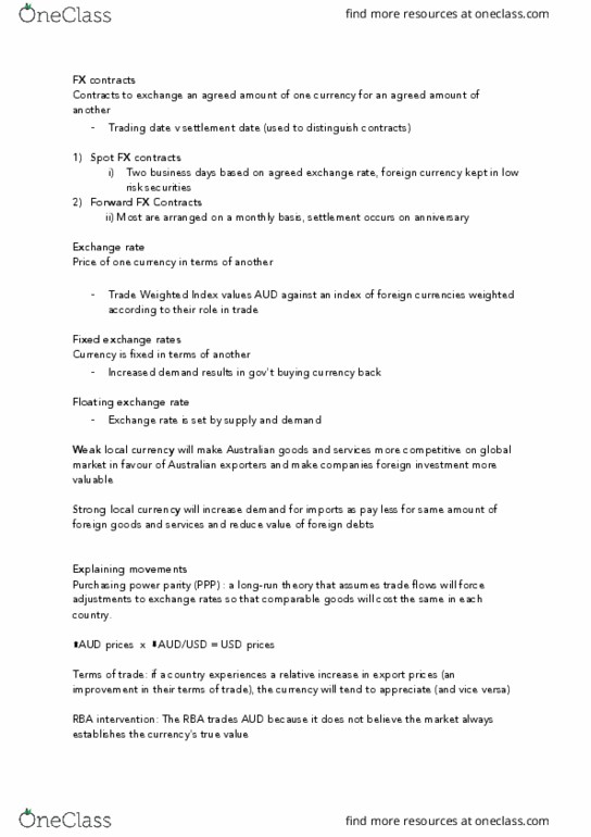 MAF101 Lecture Notes - Lecture 12: Interbank, Commodity Currency, Floating Exchange Rate thumbnail