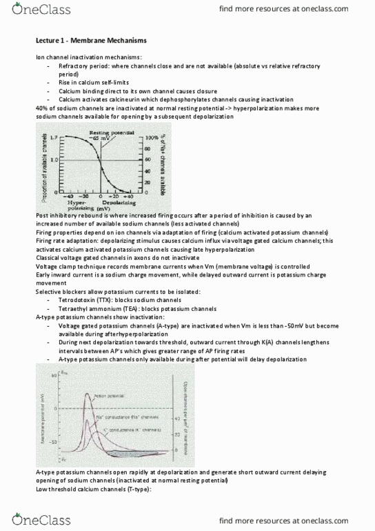 NEUR3301 Lecture Notes - Lecture 1: Indirect Pathway Of Movement, Enzyme, Sodium-Potassium Alloy thumbnail