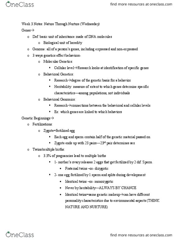 HDFS220 Lecture Notes - Lecture 3: Cystic Fibrosis, Amniocentesis, Y Chromosome thumbnail