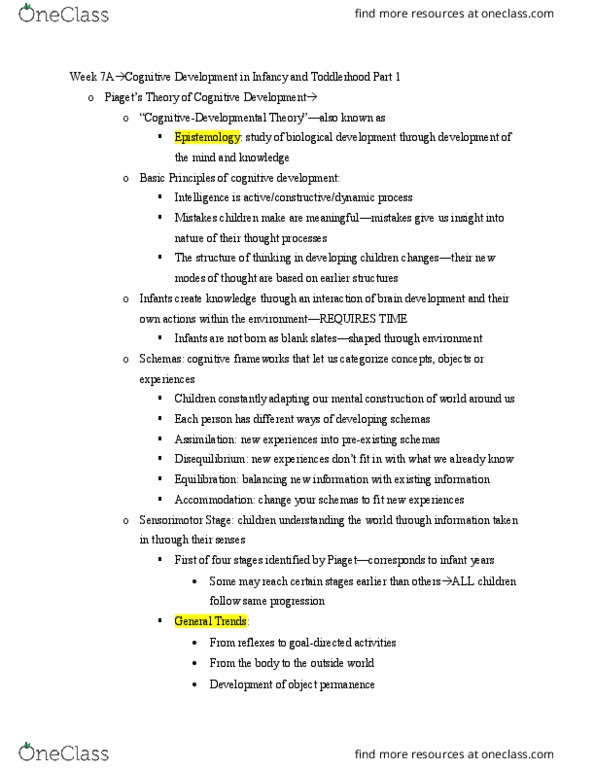 HDFS220 Lecture Notes - Lecture 7: Frontal Lobe, Behaviorism, Habituation thumbnail