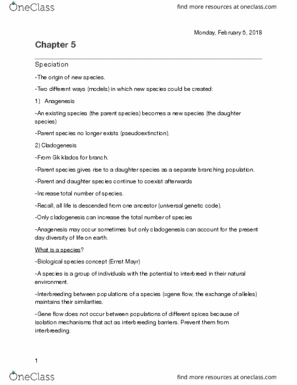 BIOL 1001 Lecture Notes - Lecture 5: Genetic Drift, Homeobox, Allometry thumbnail