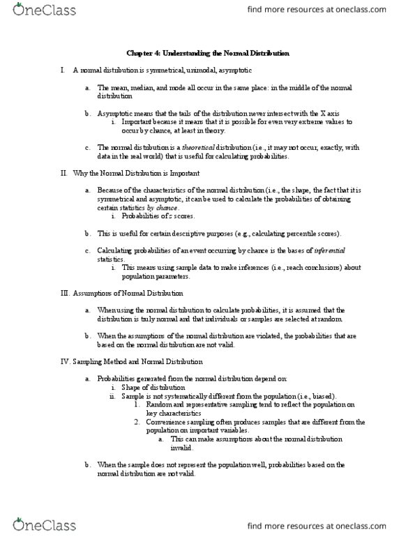 PSYC2203 Chapter Notes - Chapter 4: Kurtosis, Statistical Inference, Unimodality thumbnail