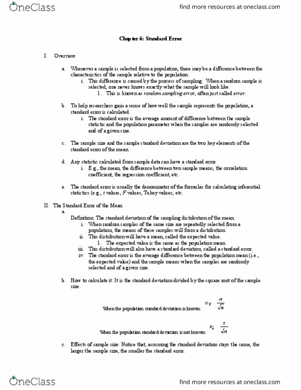 PSYC2203 Chapter Notes - Chapter 6: Central Limit Theorem, Linear Regression, Statistical Inference thumbnail