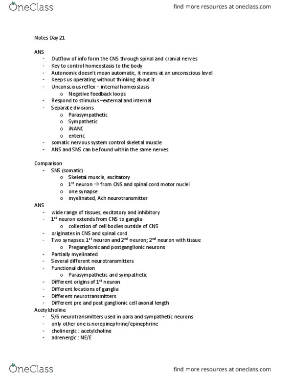 PNB 2264 Lecture Notes - Lecture 21: Tears, Vasoconstriction, Tachycardia thumbnail