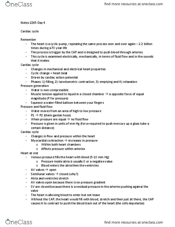 PNB 2265 Lecture Notes - Lecture 4: Atrioventricular Node, Stroke Volume, Isotonic Contraction thumbnail