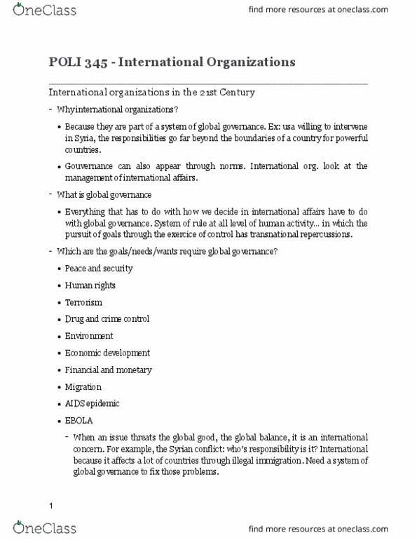 POLI 345 Lecture Notes - Lecture 1: Implied Powers, Free Trade, Global Governance thumbnail