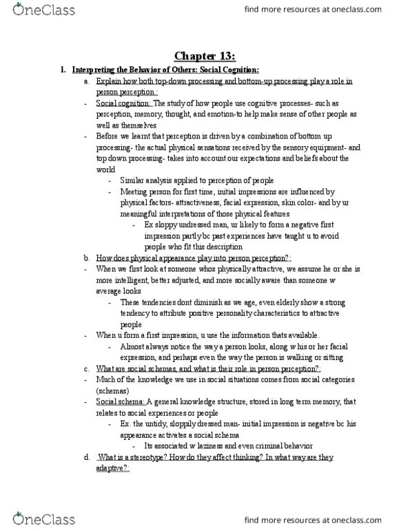 PSY 12000 Chapter Notes - Chapter 13: Attribution Bias, Observational Learning, Fundamental Attribution Error thumbnail