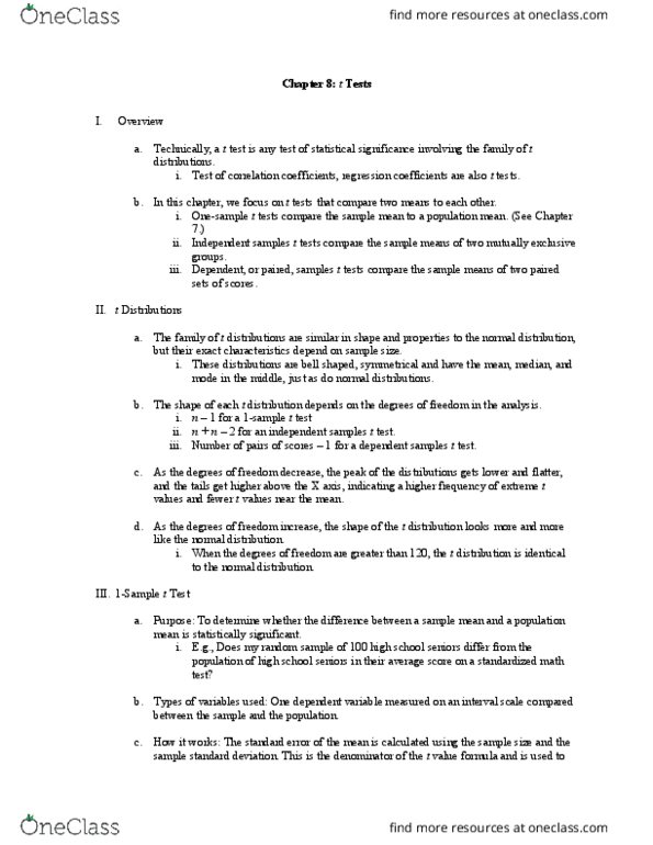 PSYC2203 Chapter Notes - Chapter 8: Null Hypothesis, Confidence Interval, Effect Size thumbnail