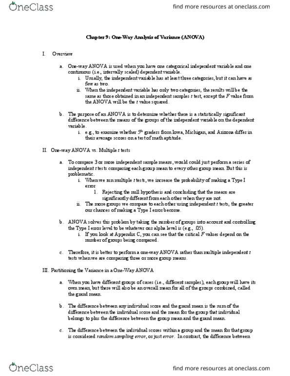 PSYC2203 Chapter Notes - Chapter 9: John Tukey, Multiple Comparisons Problem, Squared Deviations From The Mean thumbnail