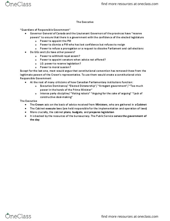 POLSCI 1AB3 Lecture Notes - Lecture 4: Focus Group, Veto, Responsible Government thumbnail