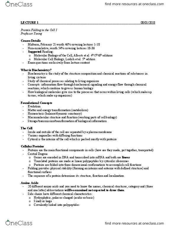 BIOC 212 Lecture Notes - Lecture 1: Lysosome, Neurodegeneration, Phosphatase thumbnail