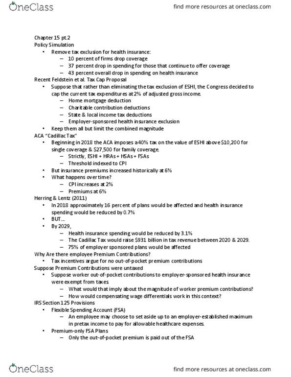 HSA 4321 Lecture Notes - Lecture 19: Health Reimbursement Account, Employee Benefits, Adjusted Gross Income thumbnail