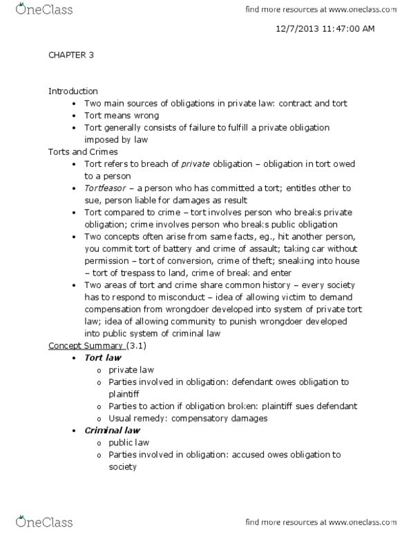 LAW 122 Chapter Notes - Chapter 3: Adversarial System, Precontract, Vicarious Liability thumbnail