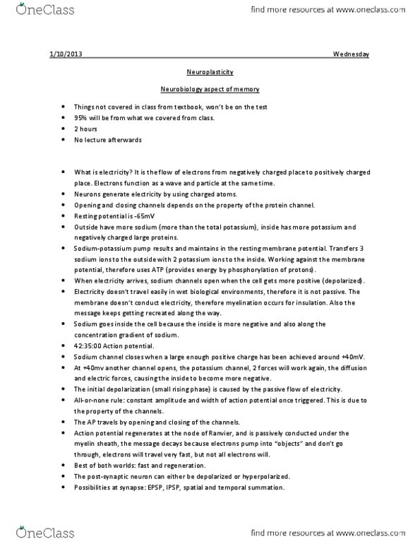 PSY397H5 Lecture Notes - Esterase, Ligand-Gated Ion Channel, Microtubule thumbnail