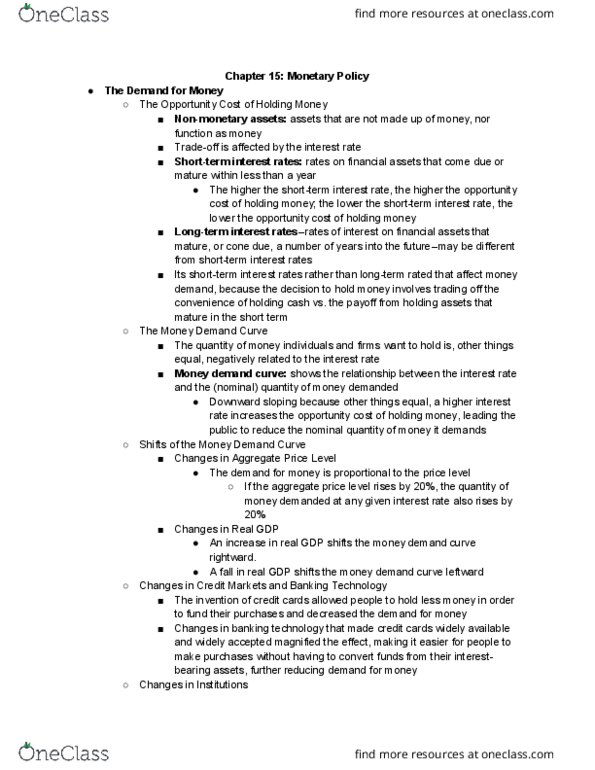 ECO102H1 Chapter Notes - Chapter 15: Overnight Rate, Quantitative Easing, Inflation Targeting thumbnail