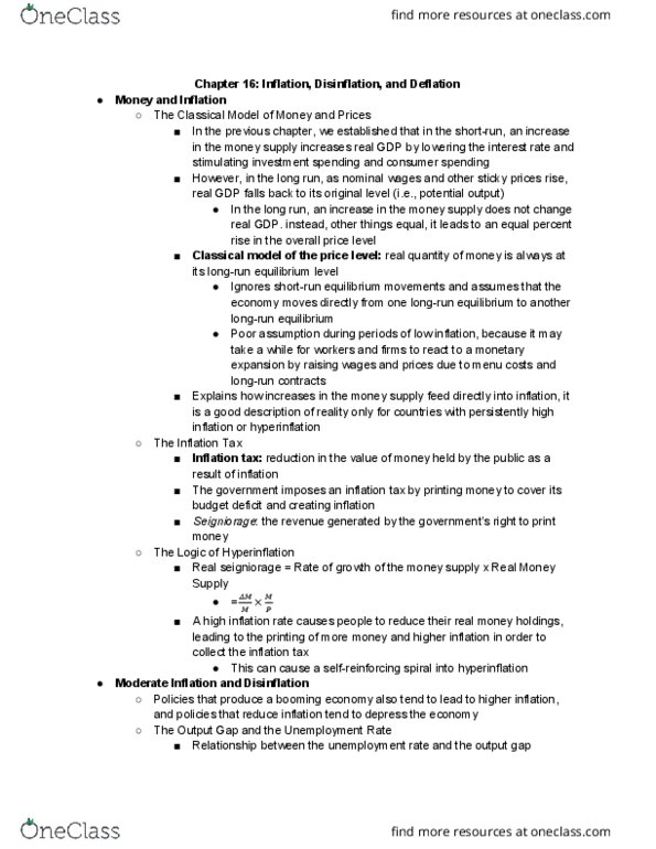 ECO102H1 Chapter Notes - Chapter 16: Phillips Curve, Debt Deflation, Nairu thumbnail