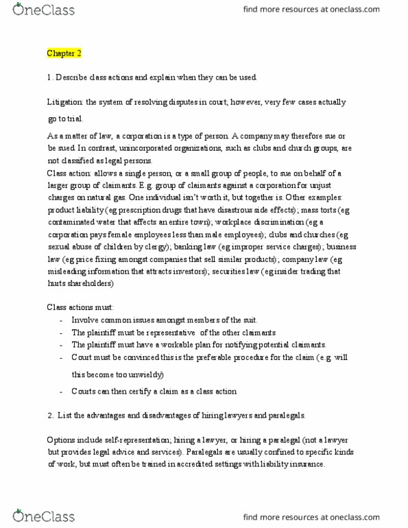 LGST 369 Chapter Notes - Chapter 2: Alternative Dispute Resolution, Inequality Of Bargaining Power, False Imprisonment thumbnail