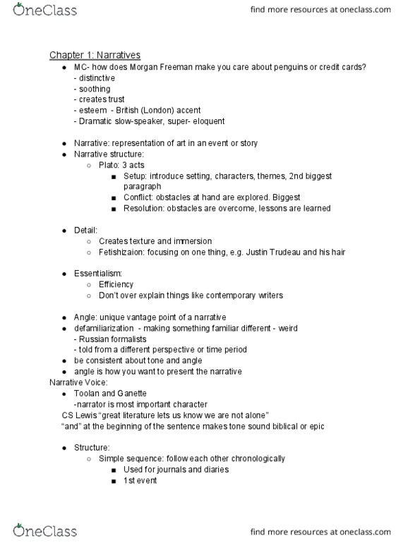 ENGL109 Lecture Notes - Lecture 2: Russian Formalism, Morgan Freeman, Justin Trudeau thumbnail