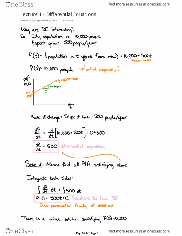 MA 3502 Lecture 1: Lecture 1 - Differential Equations thumbnail