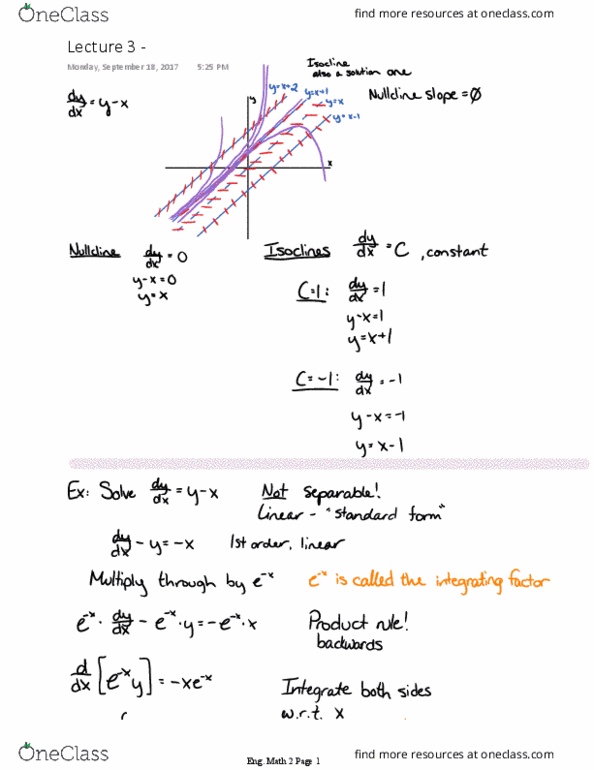 MA 3502 Lecture 3: Lecture 3 - Non Separable Differential Equations thumbnail