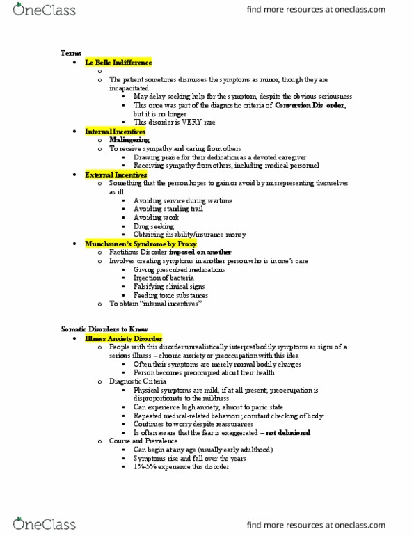 PSYC 3406 Chapter Notes - Chapter 10: Cognitive Therapy, Mental Disorder, Psychophysiology thumbnail