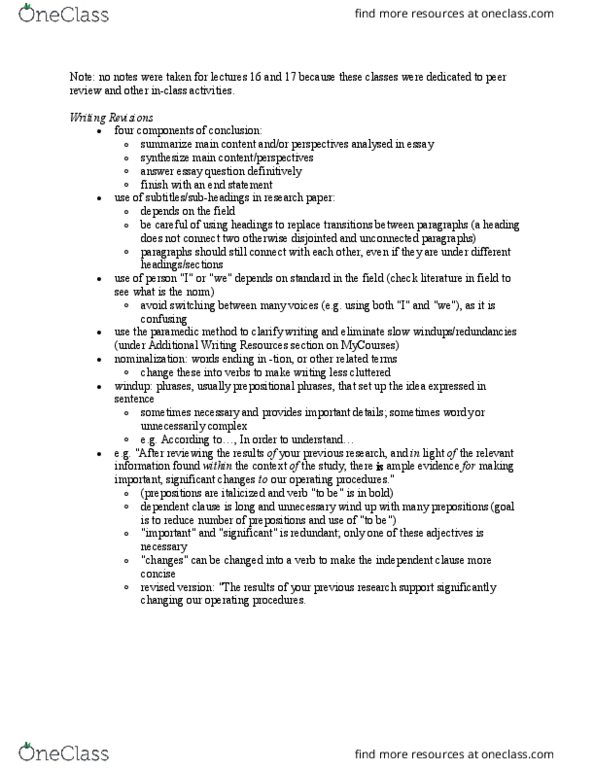 CEAP 250 Lecture Notes - Lecture 18: Revised Version, Dependent Clause, Independent Clause thumbnail