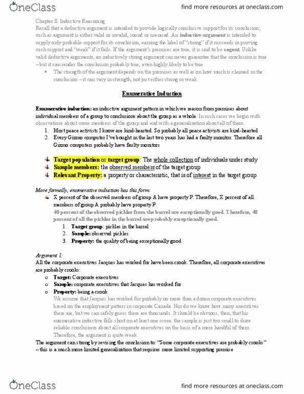 PHL 214 Chapter Notes - Chapter 8: Sample Size Determination, Sampling Bias, Statistical Syllogism thumbnail