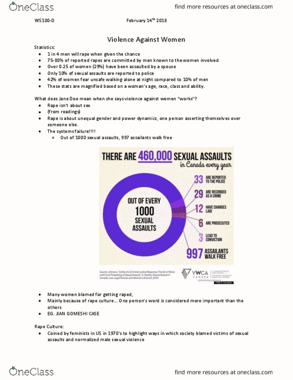 WS100 Lecture Notes - Lecture 8: Jargon, Rape Culture thumbnail