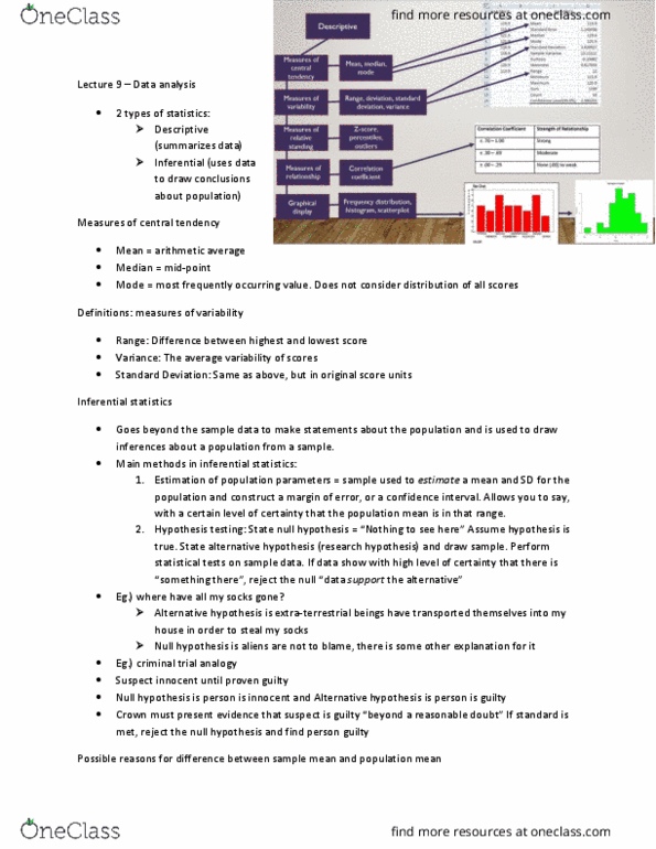 PSYB04H3 Lecture Notes - Lecture 9: Research Question, Chi-Squared Distribution, Observational Error thumbnail